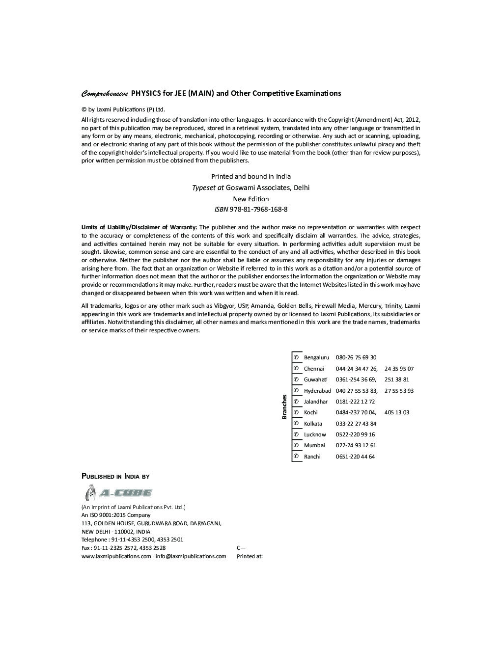 Comprehensive Physics For JEE (Main) And Other Competitive Examinations - Page 5