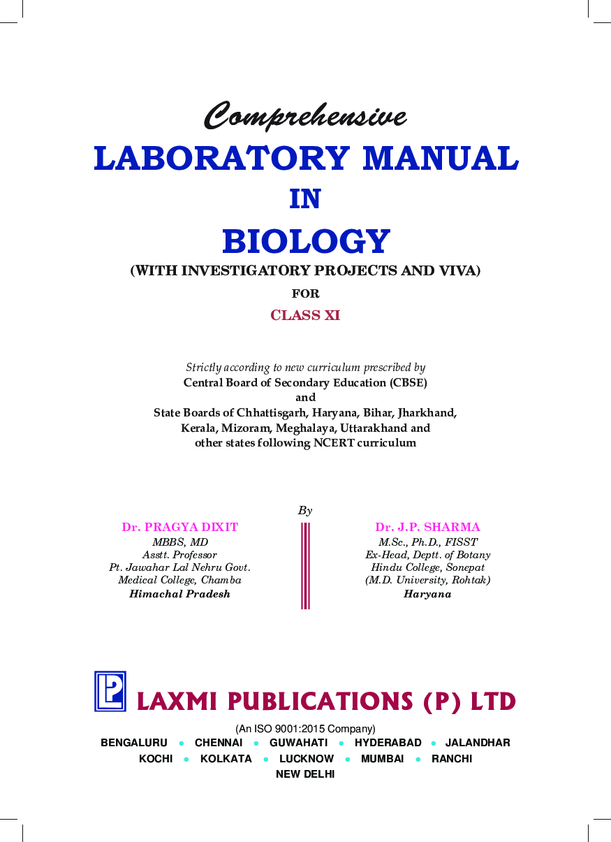 Comprehensive Laboratory Manual In Biology For Class-XI - Page 4