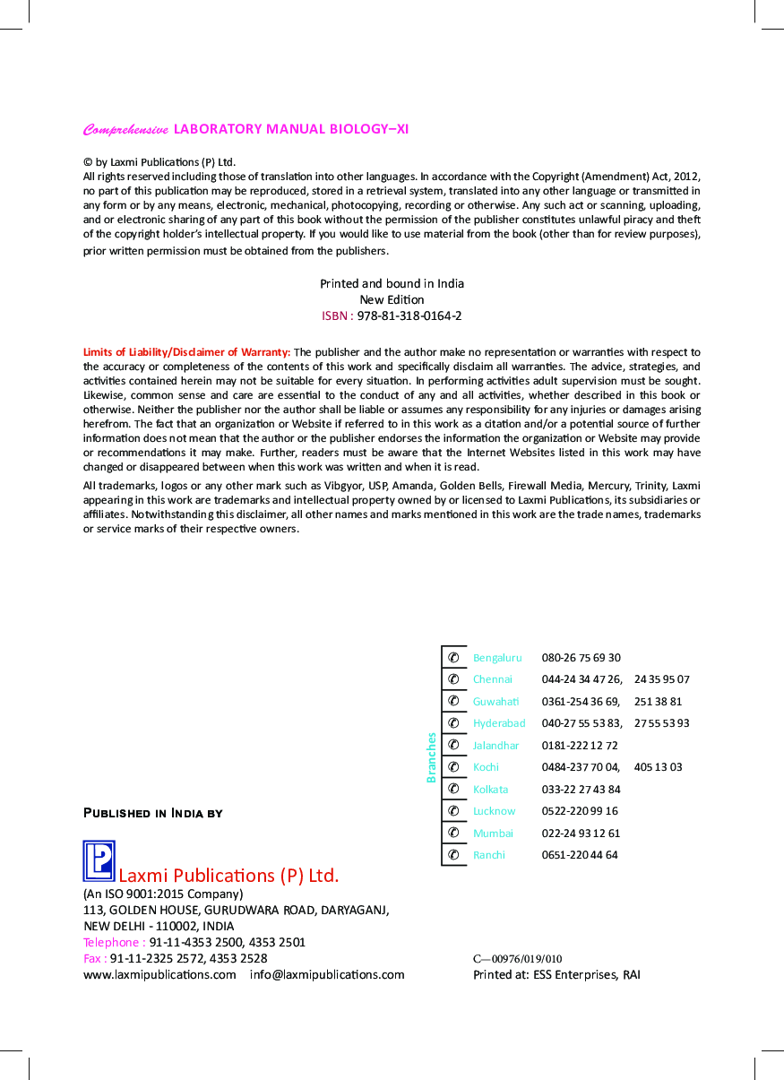 Comprehensive Laboratory Manual In Biology For Class-XI - Page 5