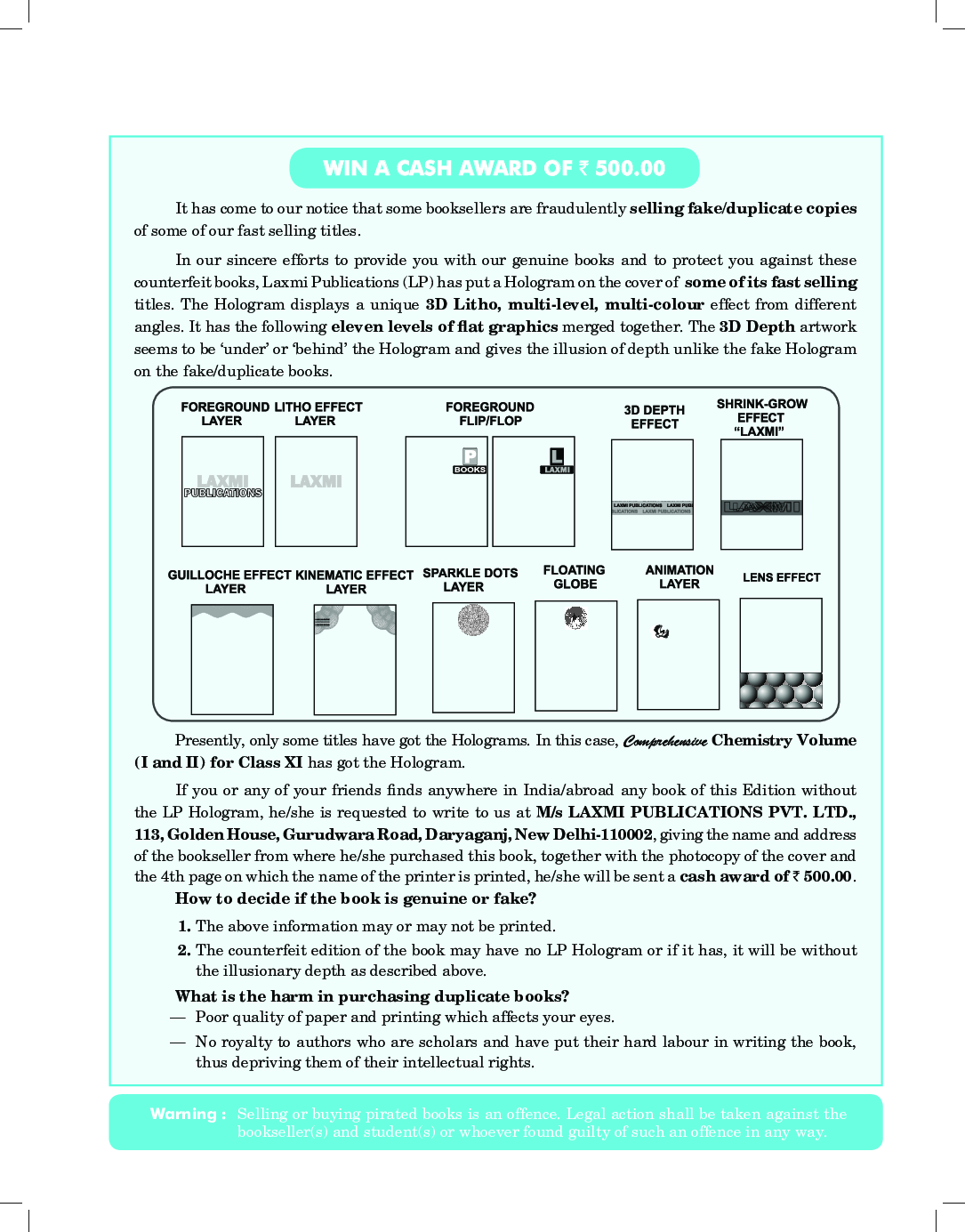 Comprehensive Chemistry Volume-I For Class-XI - Page 3