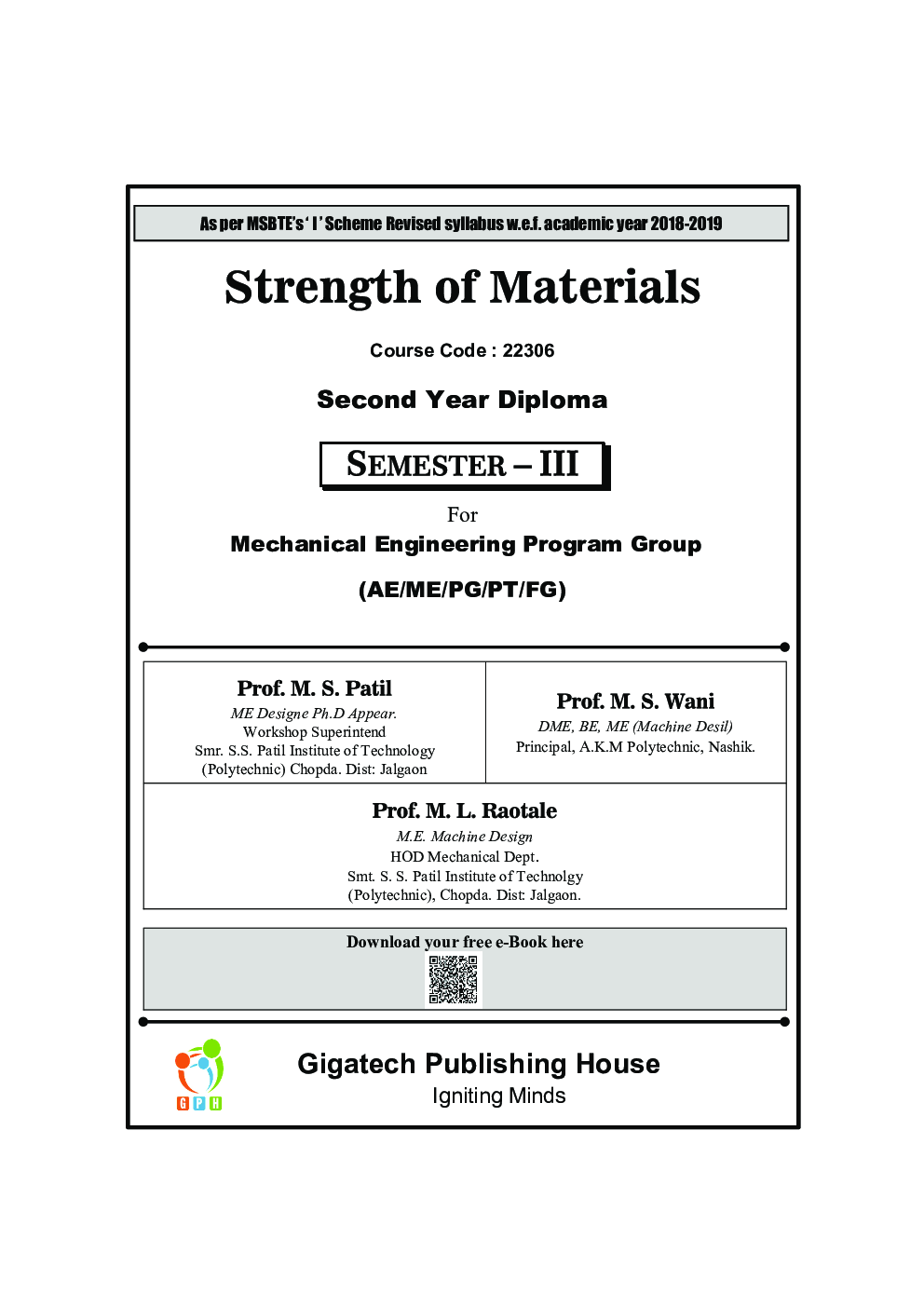 Download Strength Of Materials (As Per MSBTE Syllabus) by Prof. M. S