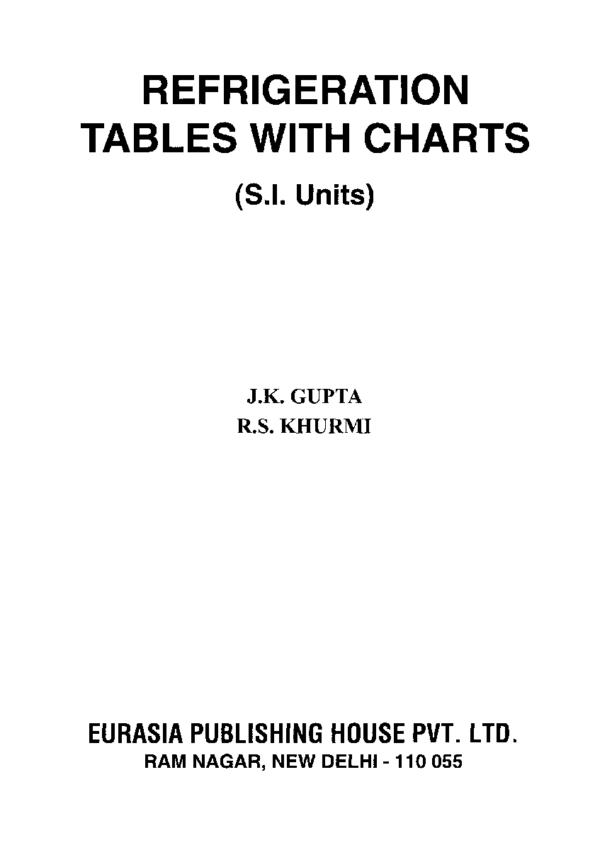 Download Refrigeration Tables With Chart PDF Online by RS Khurmi