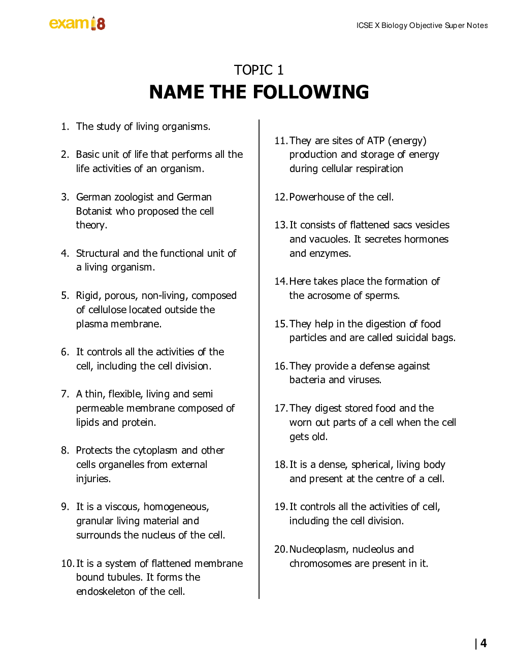 Exam18 ICSE Biology Class 10 Complete Objective Revisions - Page 4