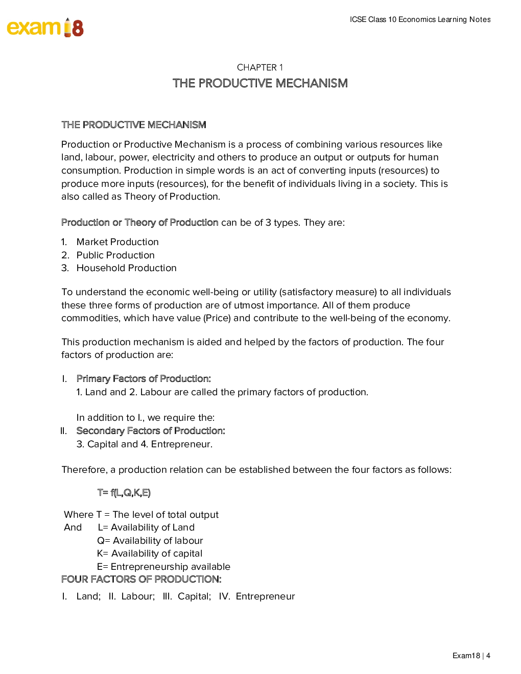 Exam18 Economics Chapter-Wise Learning Notes For ICSE Class 10 - Page 4