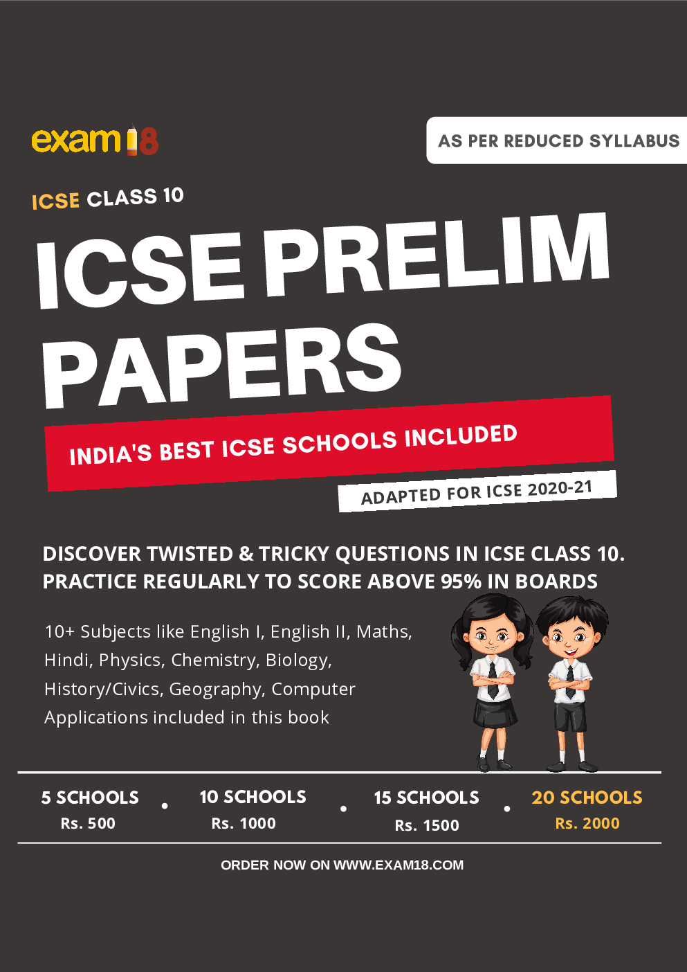 Exam18 ICSE Class 10 Prelim Papers Package Of Best Schools (All Subjects) - Unsolved Papers - 20 Schools - Page 1
