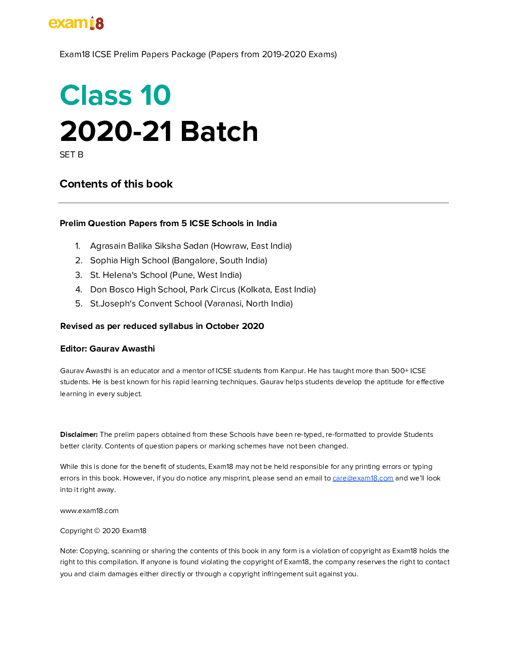 Exam18 ICSE Class 10 Prelim Papers Package Of Best Schools (All Subjects) - Unsolved Papers - 20 Schools - Page 3