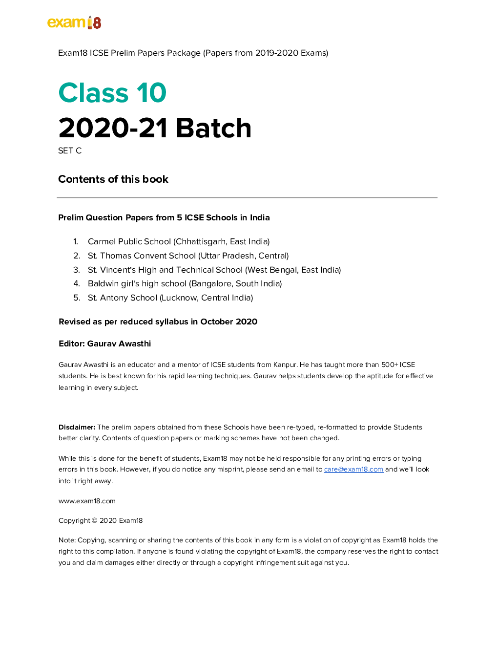 Exam18 ICSE Class 10 Prelim Papers Package Of Best Schools (All Subjects) - Unsolved Papers - 20 Schools - Page 4