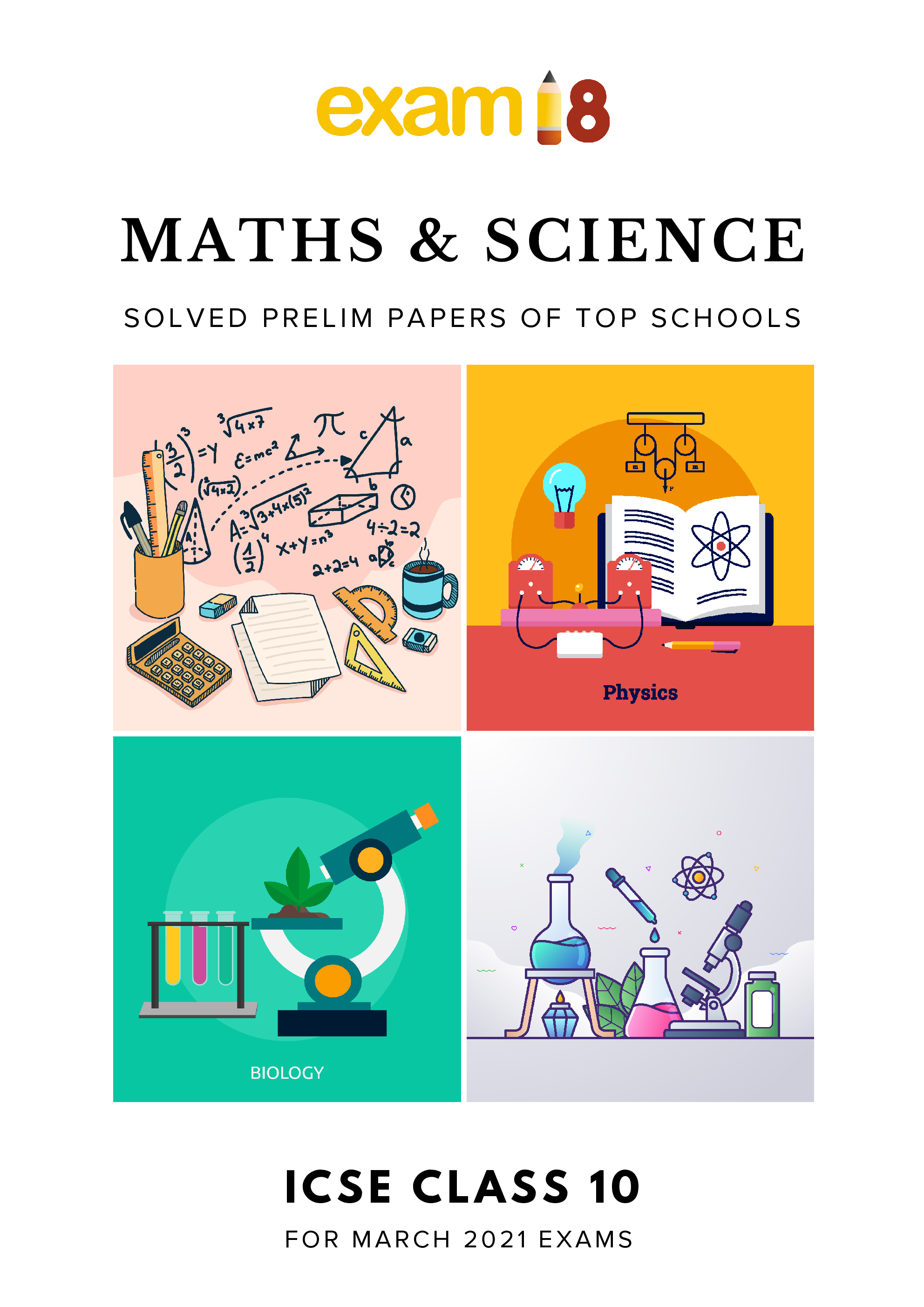 Exam18 ICSE Class 10 Solved Prelim Papers Of Maths, Physics, Chemistry, Biology For Full Year Revisions - Page 1