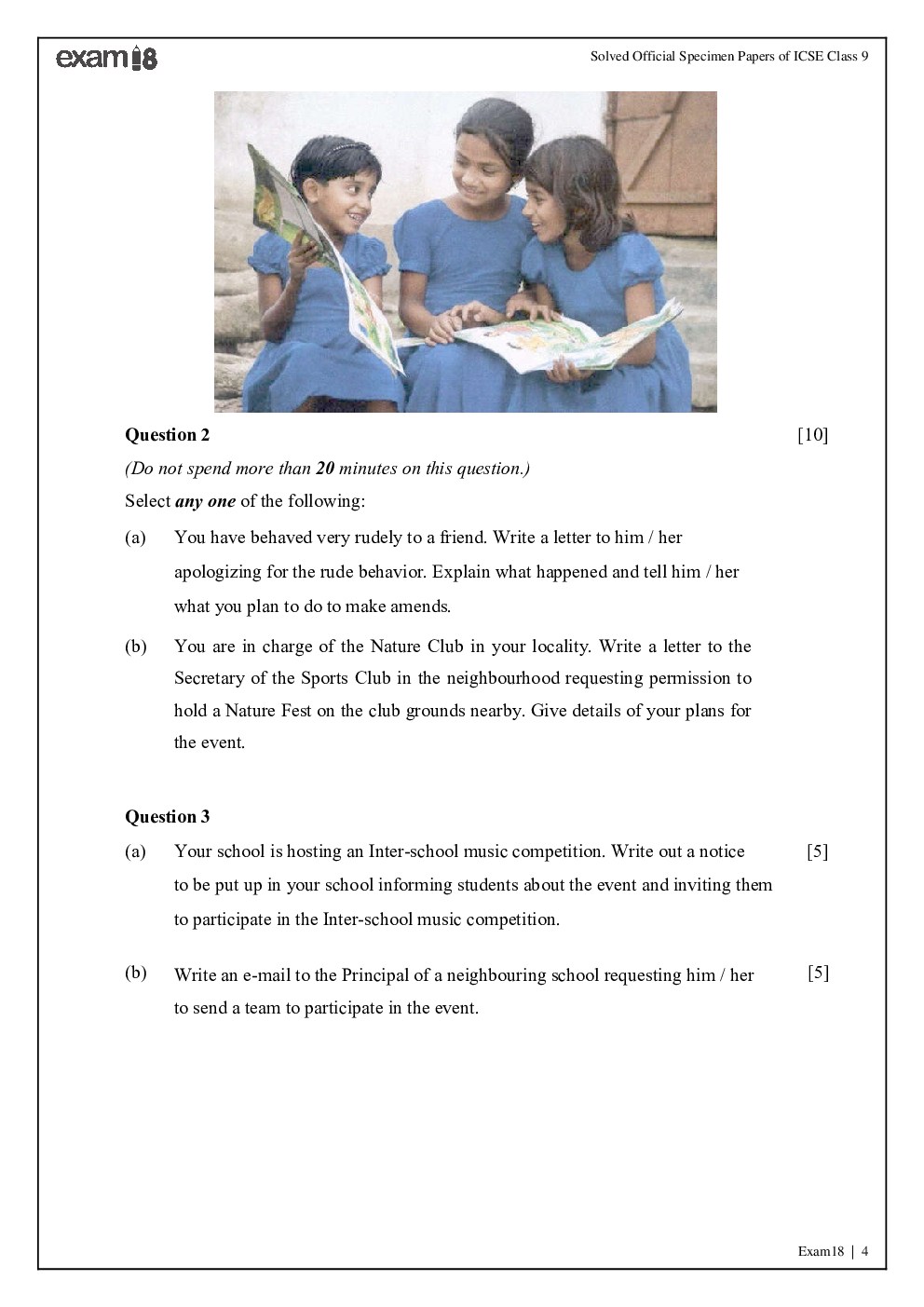 Exam18 ICSE Class 9 Official Specimen Paper Solutions - Page 5