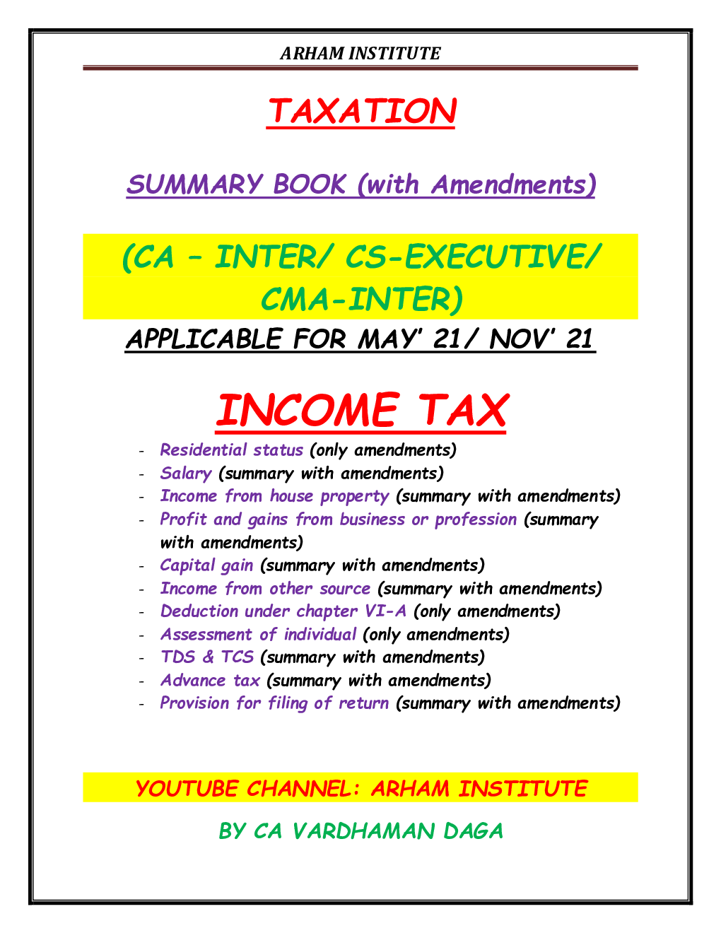 Taxation Income Tax Summary Book (Applicable For MAY21/NOV21) - Page 2