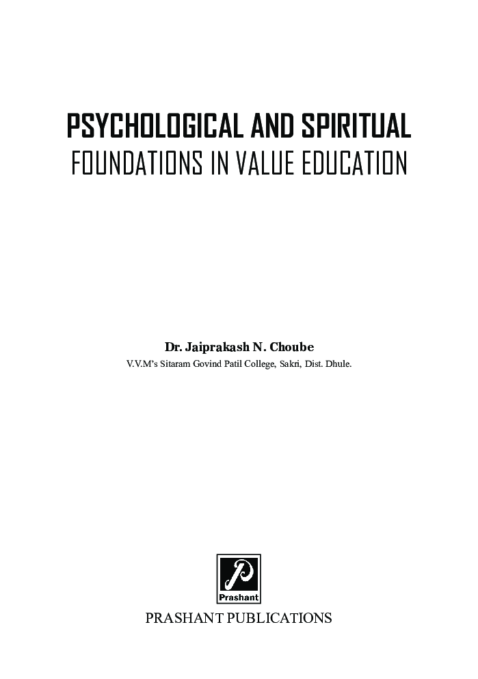 Psychological And Spiritual Foundations In Value Education - Page 2
