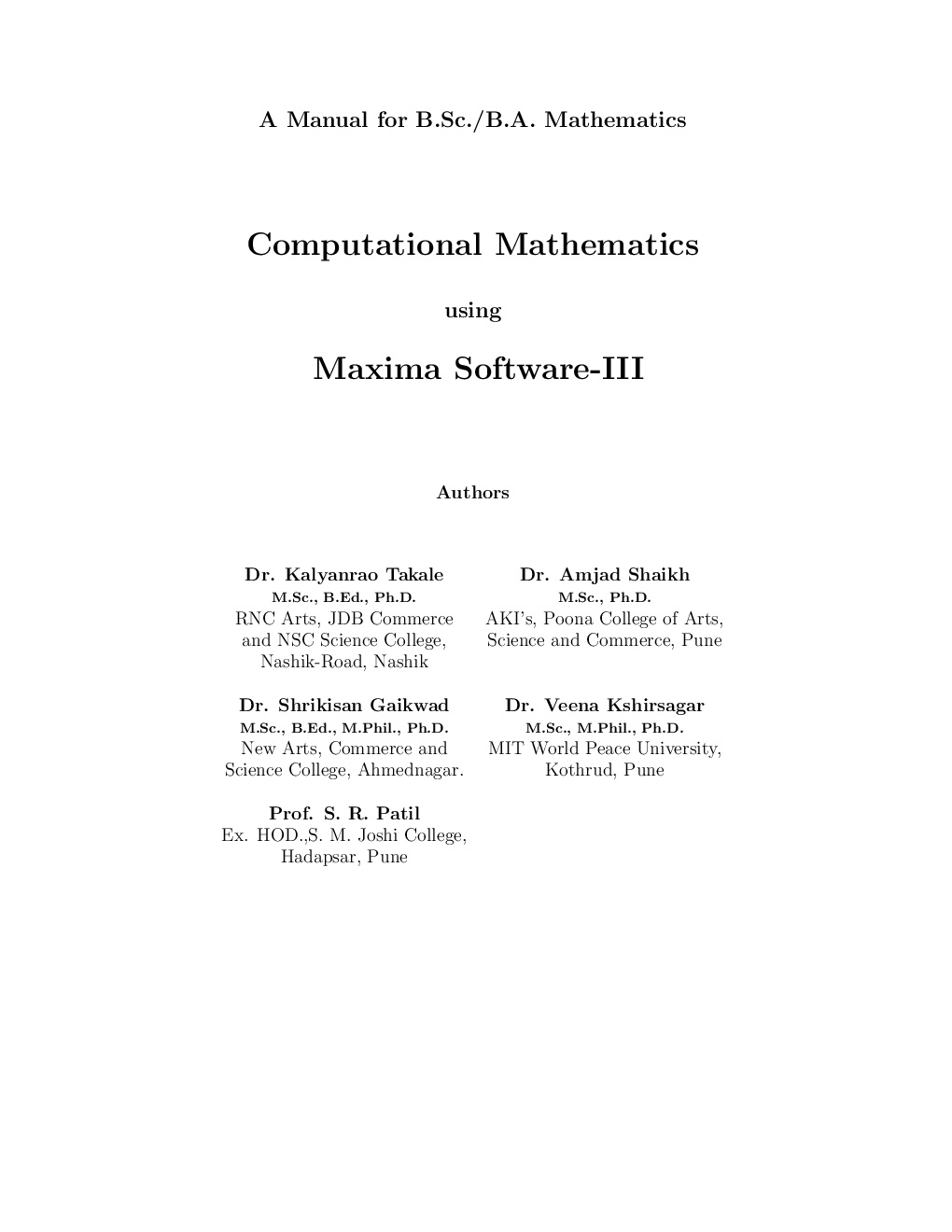 Computational Mathematics Using Maxima Software - III - Page 4
