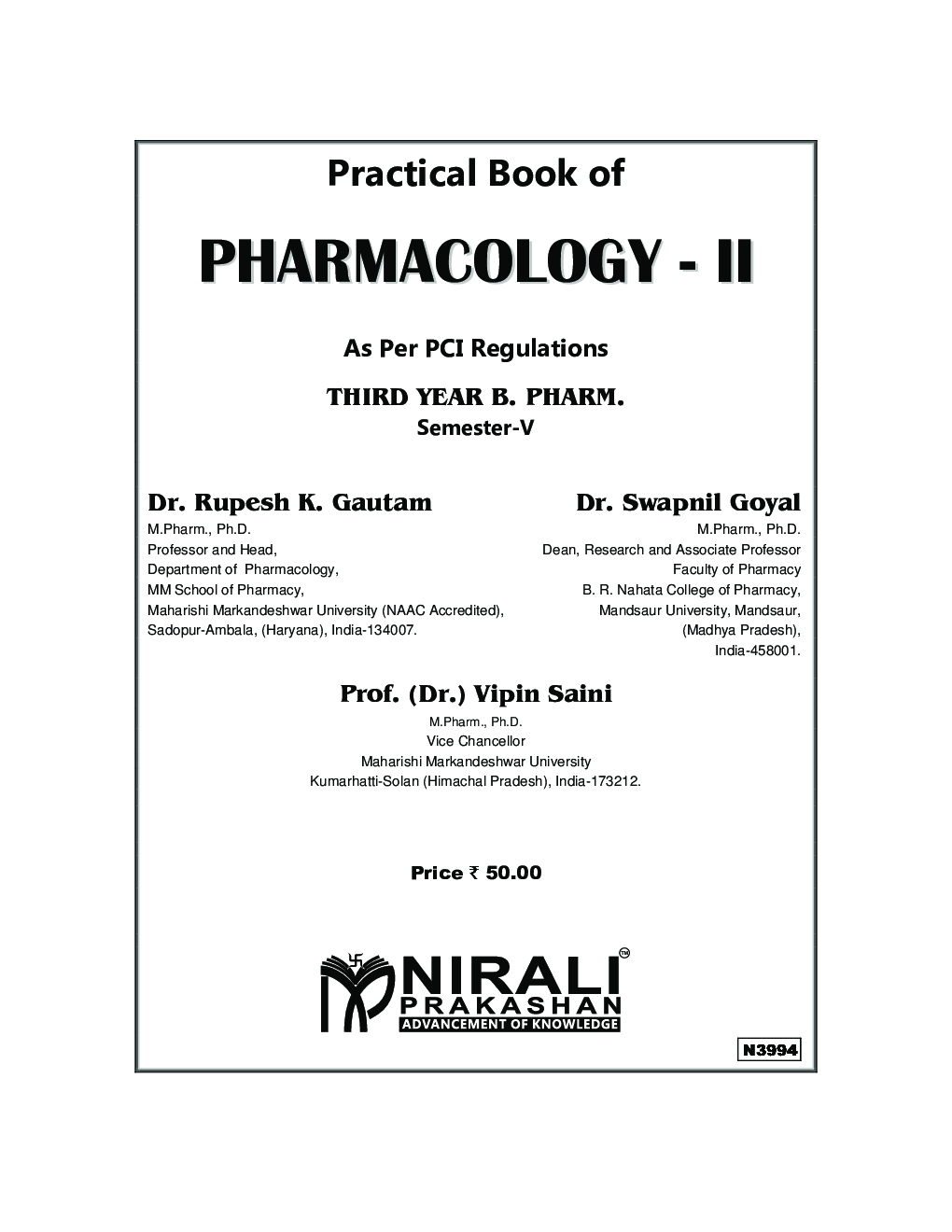 A Practical Book Of Pharmacology - II - Page 2