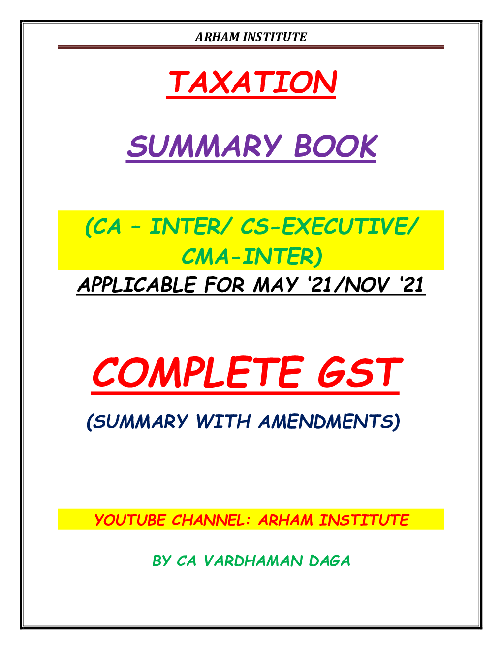 Taxation GST Summary Book (Applicable For MAY21/NOV21) - Page 2