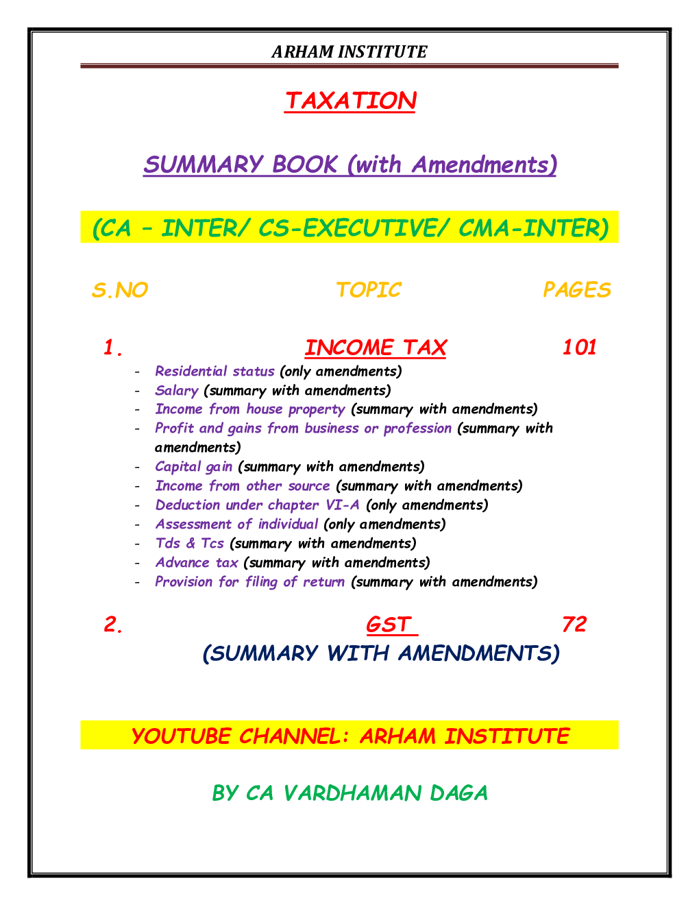 Taxation Income Tax & GST Summary Book (Applicable For MAY21/NOV21) - Page 2