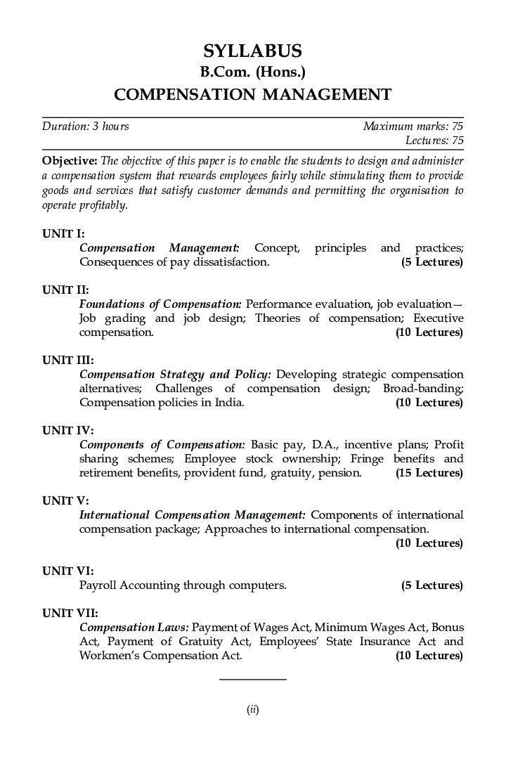 Compensation Management For B.Com Hons Semester 6 For Delhi University  - Page 4