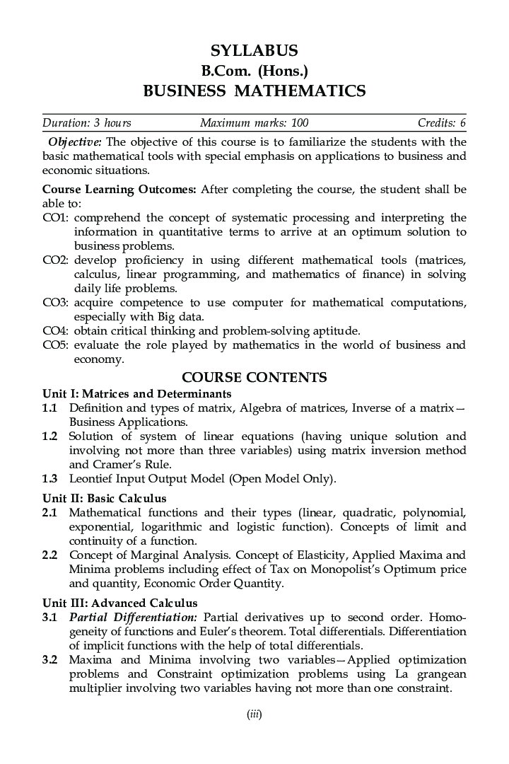 Business Mathematics For B.Com Hons Semester 4 For Delhi University  - Page 5