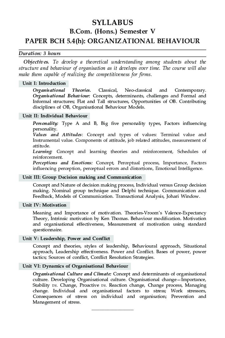 Organisational Behaviour For B.Com Hons Semester 5 For Delhi University  - Page 5
