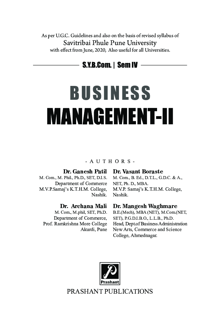 Business Management - II (Sem VI) (SPPU) - Page 2