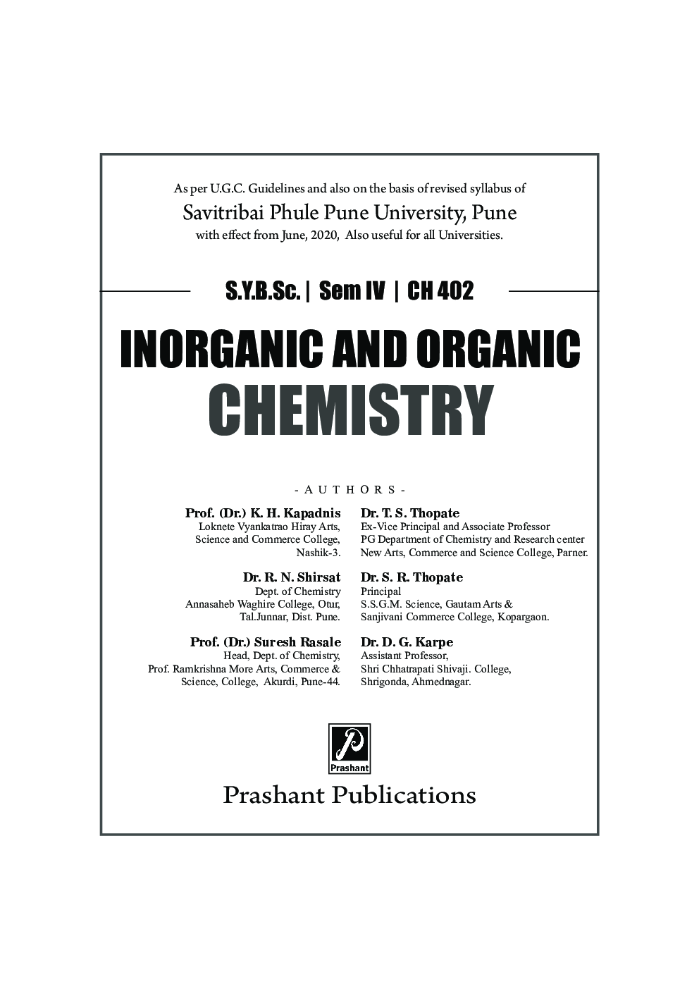 CH-402 Inorganic And Organic Chemistry (SPPU) - Page 2