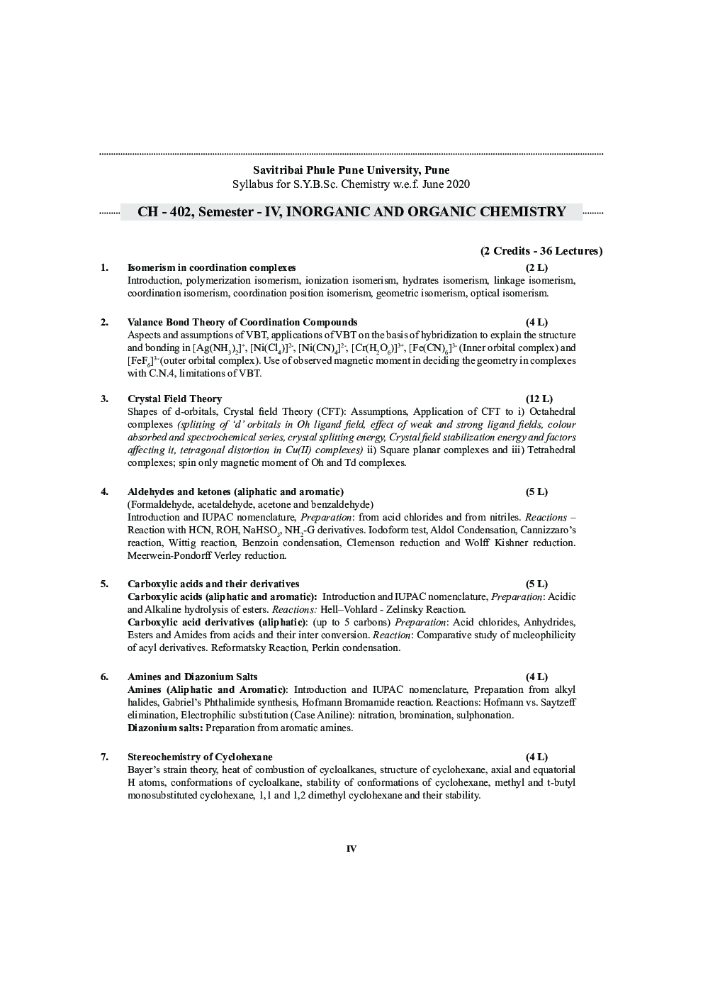 CH-402 Inorganic And Organic Chemistry (SPPU) - Page 5