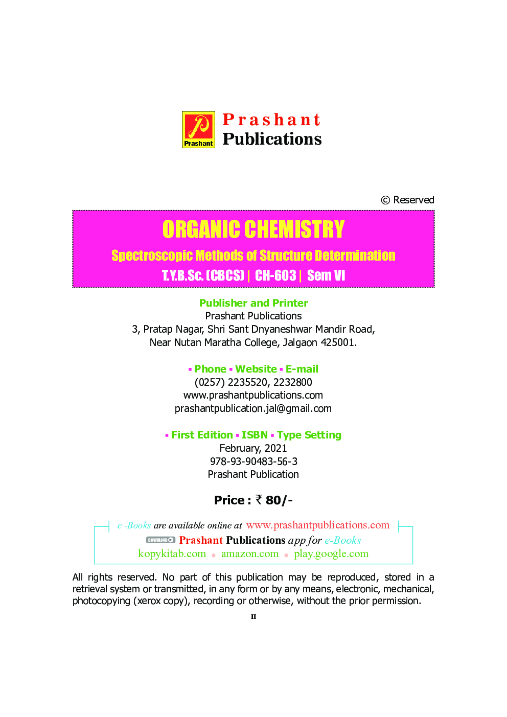 CH-603 Organic Chemistry (Spectroscopic Methods Of Structure Determination) (KBCNMU) - Page 3