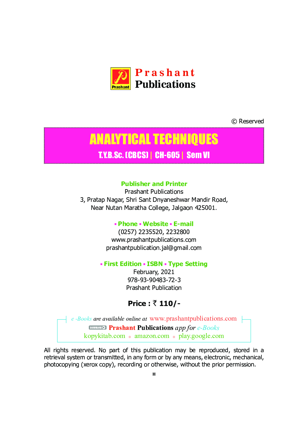 CH-605 Analytical Techniques (KBCNMU) - Page 3