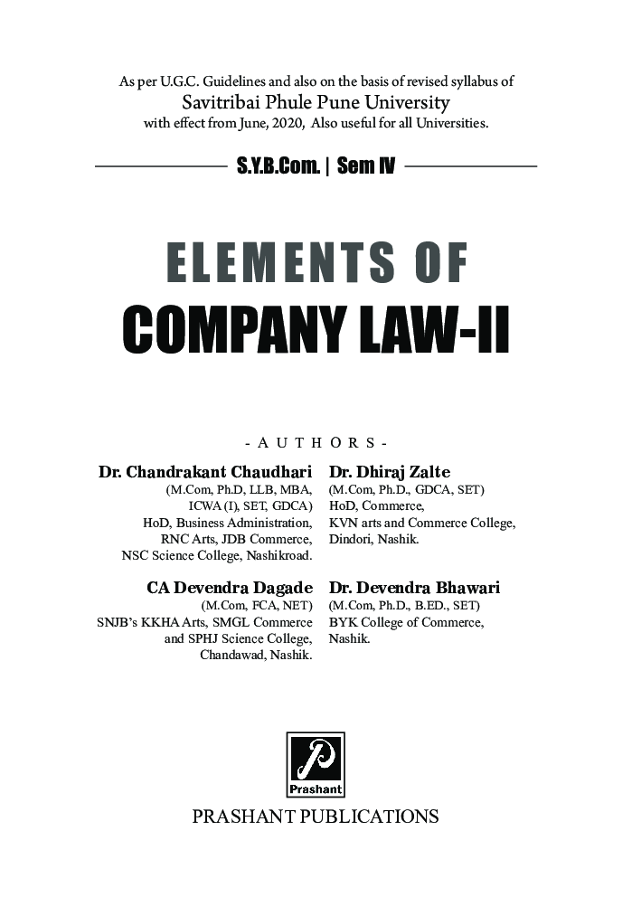 Element Of Company Law-II (Sem VI) (SPPU) - Page 2