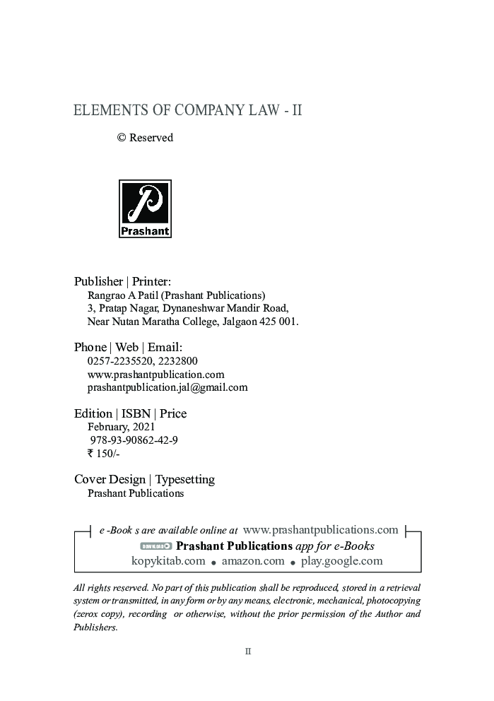 Element Of Company Law-II (Sem VI) (SPPU) - Page 3