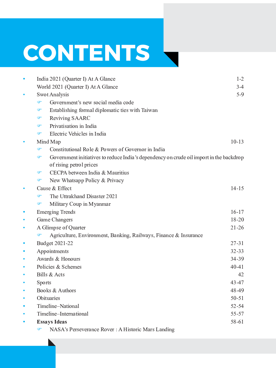 Quarterly Current Affairs 2021 Vol. 1 - January To March - For Competitive Exams 5th Edition - Page 4