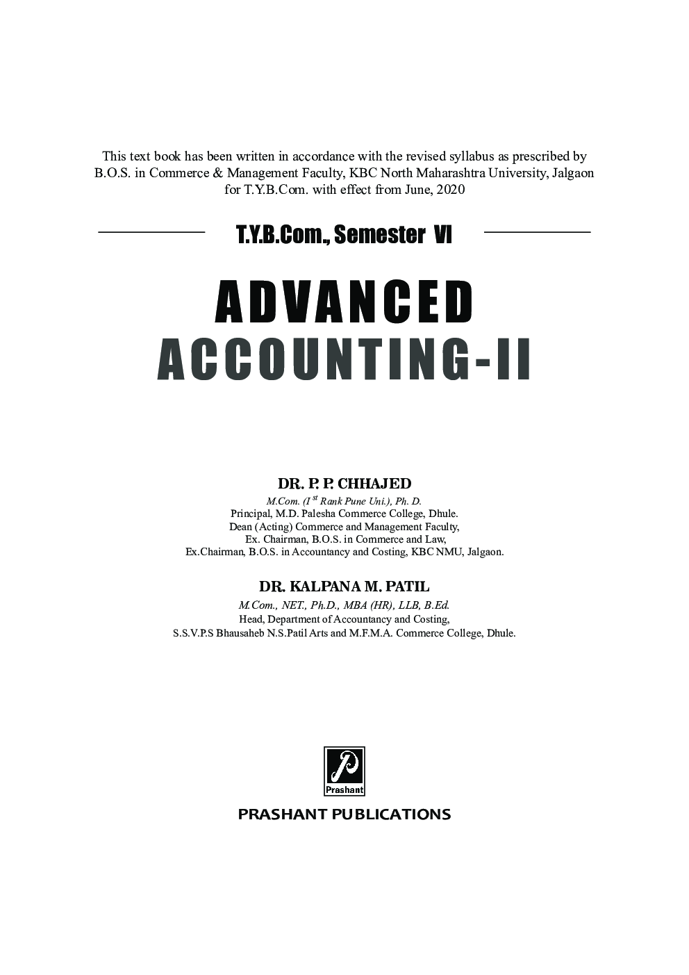 Advanced Accountancy - II (KBCNMU) (Sem VI) - Page 2