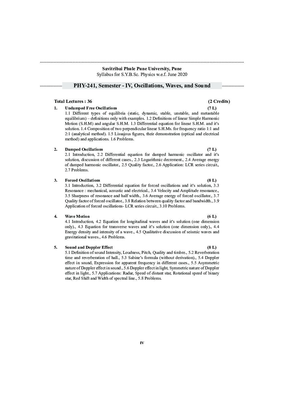 PHY 241 Oscillations Waves And Sound (SPPU) - Page 5