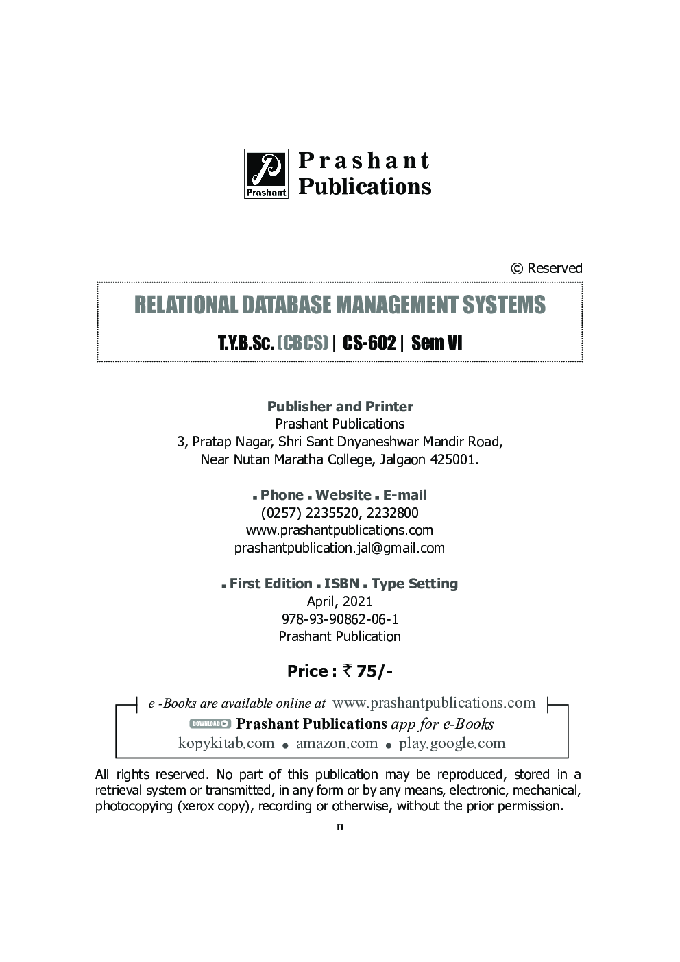 CS 602 Relational Database Management Systems (KBCNMU) - Page 3