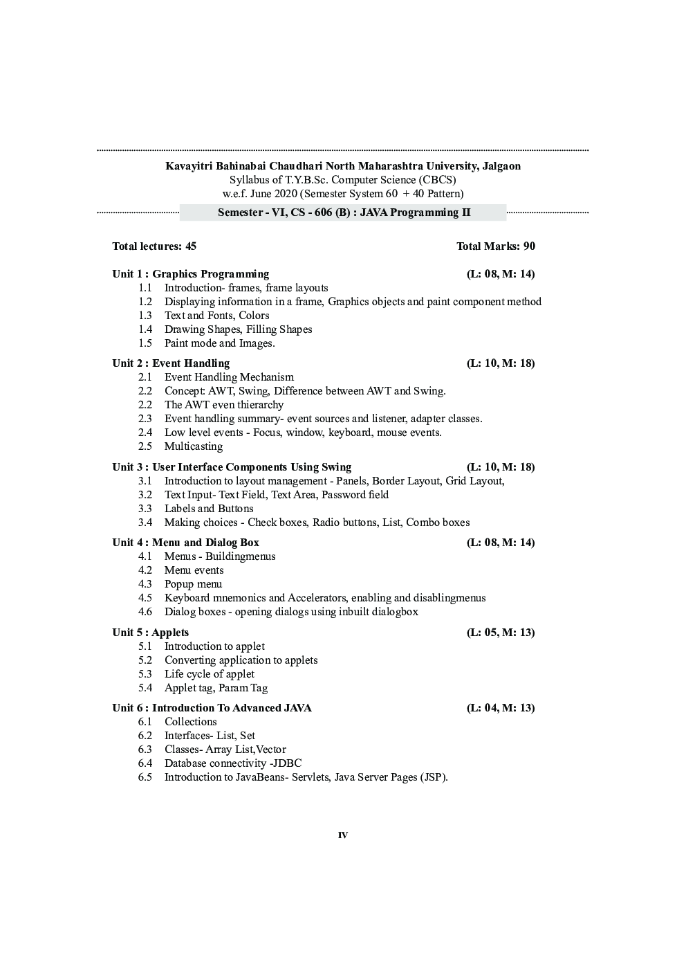 CS 606 (B) JAVA Programming- II (KBCNMU) - Page 5