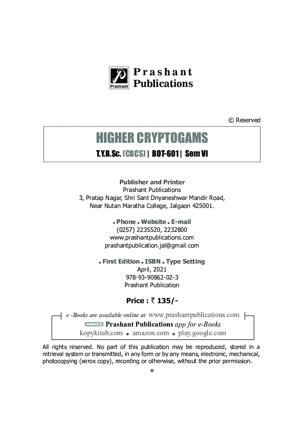 BOT 601 - Higher Cryptogams (KBCNMU) - Page 3