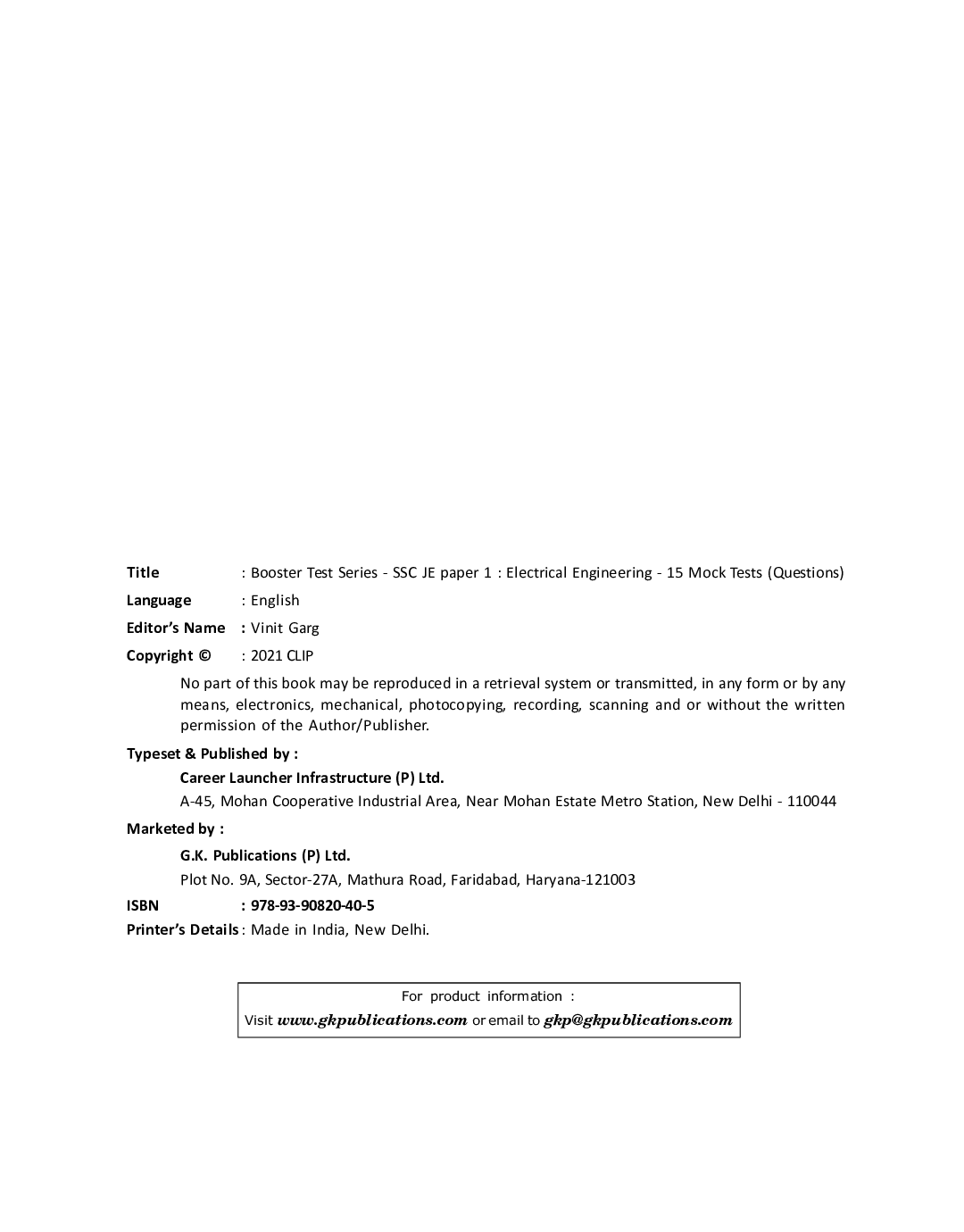 SSC 2021 : Booster Test Series - JE Paper 1 -  Electrical Engineering - 15 Mock Tests (Includes 2019-2020 Papers) - Page 3