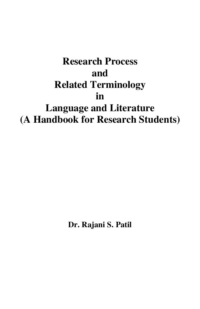 Research Process And Related Terminology In Language And Literature (A Handbook For Research Students) - Page 2