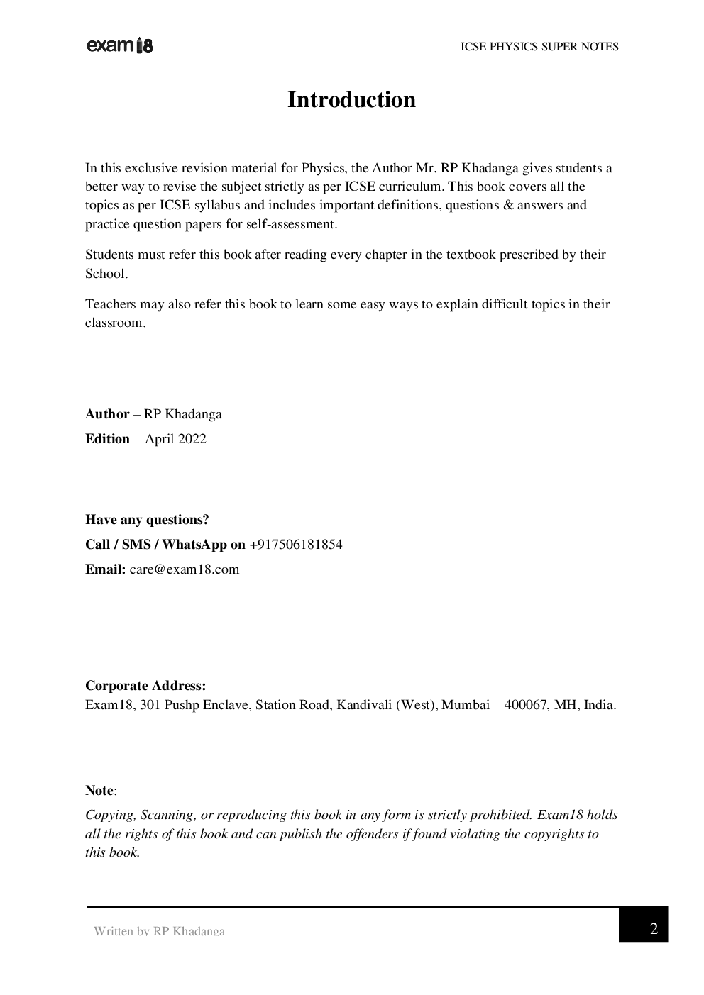 Exam18 ICSE Class 10 Physics Super Notes - Page 2