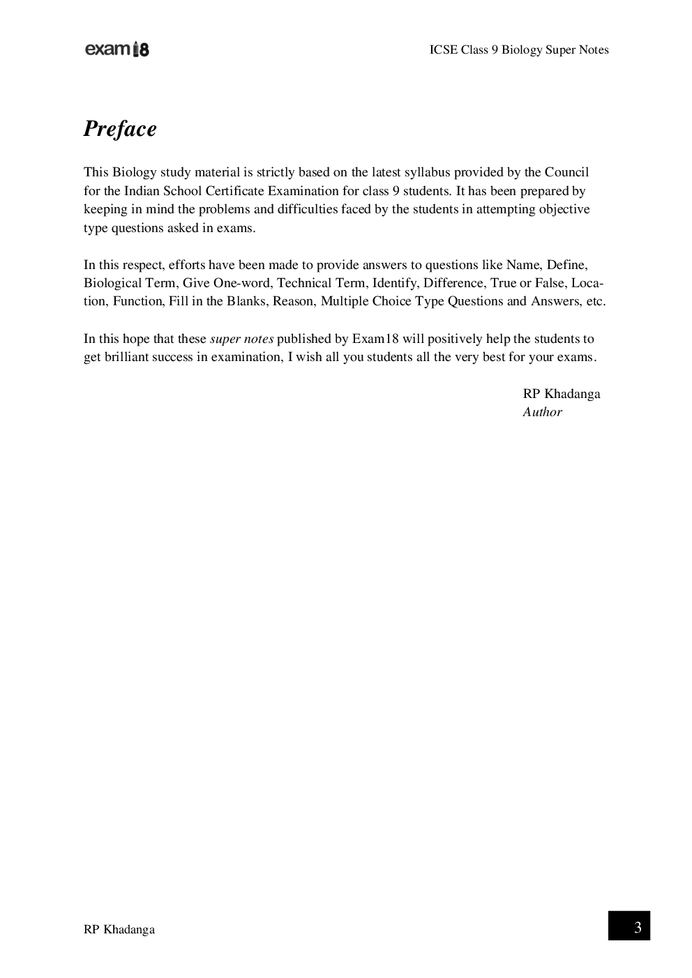 Exam18 ICSE Class 9 Biology Chapter Wise Super Notes - Page 3