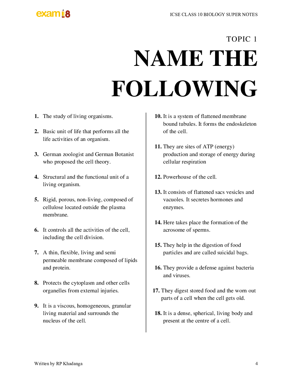 Exam18 ICSE Class 10 Biology Complete Objective Revisions - Page 4