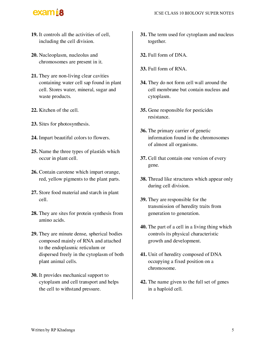 Exam18 ICSE Class 10 Biology Complete Objective Revisions - Page 5