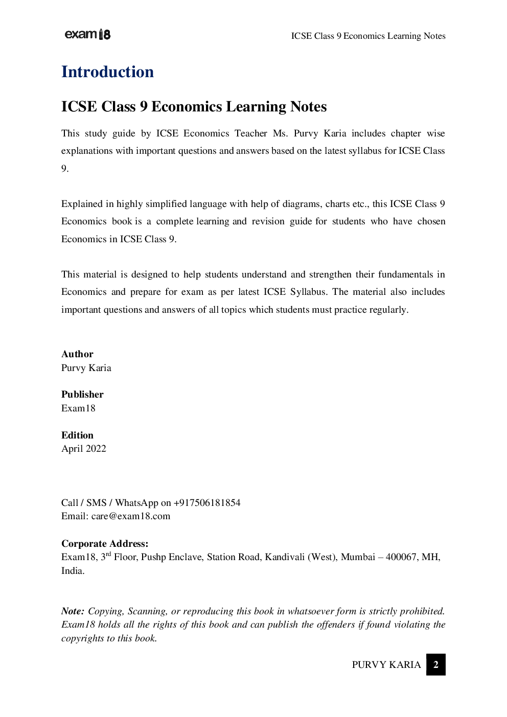 Exam18 ICSE Class 9 Economics Learning Notes - Page 2