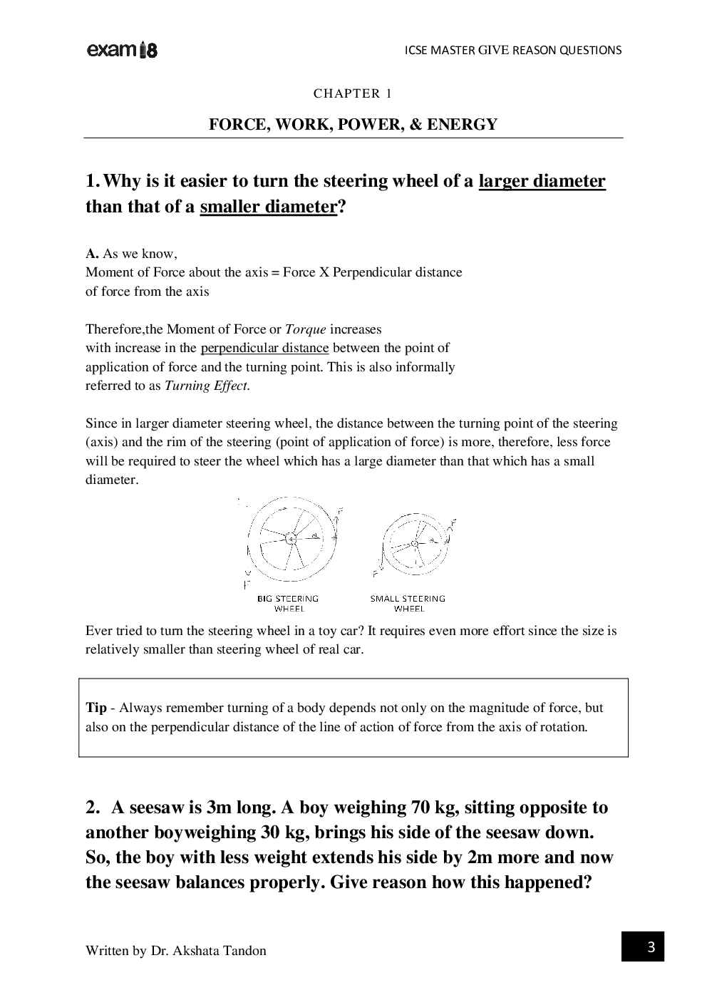 Exam18 ICSE Class 10 Physics Give Reason Guide - Page 3