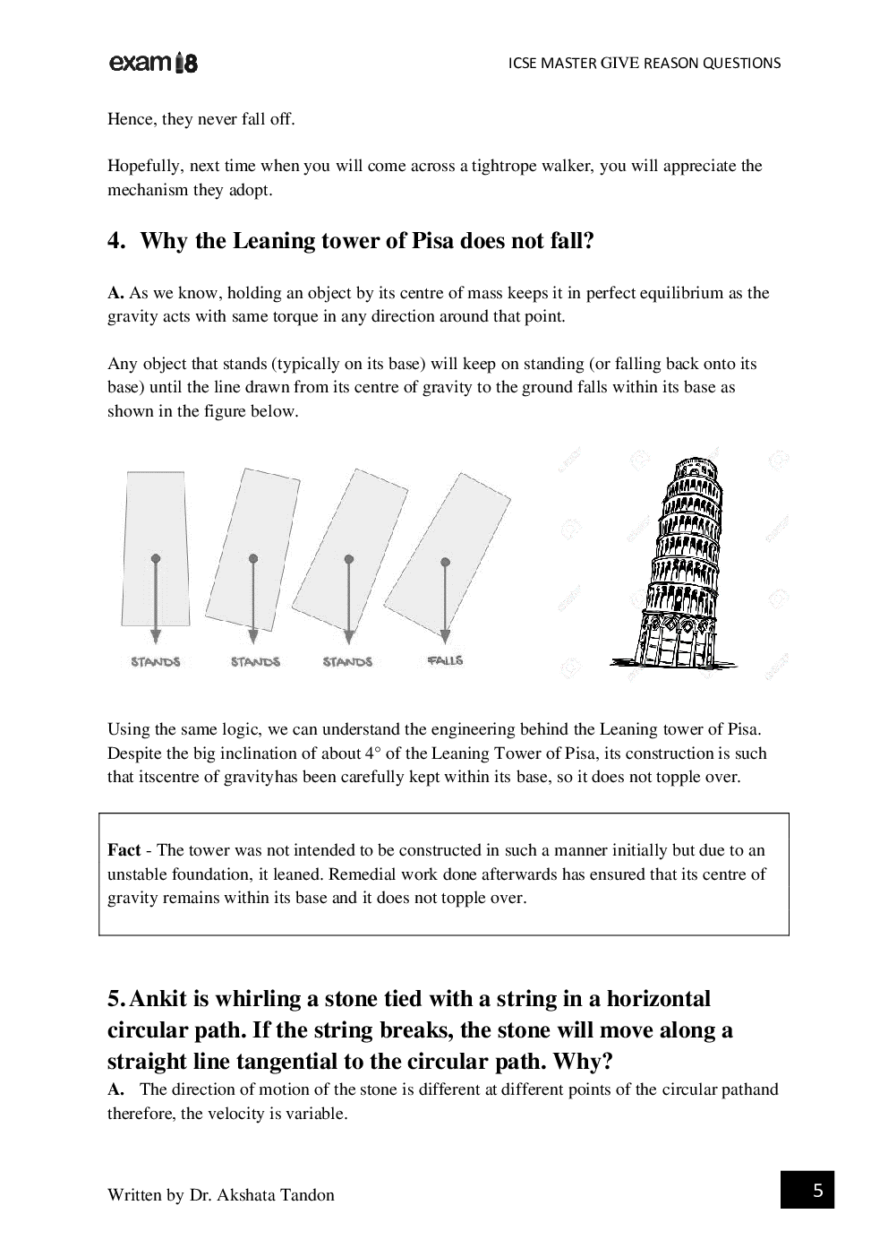 Exam18 ICSE Class 10 Physics Give Reason Guide - Page 5