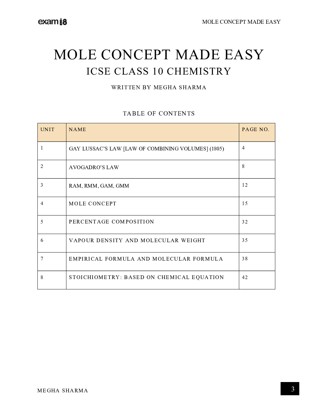 Exam18 ICSE Class 10 Chemistry Mole Concept Made Easy - Page 3