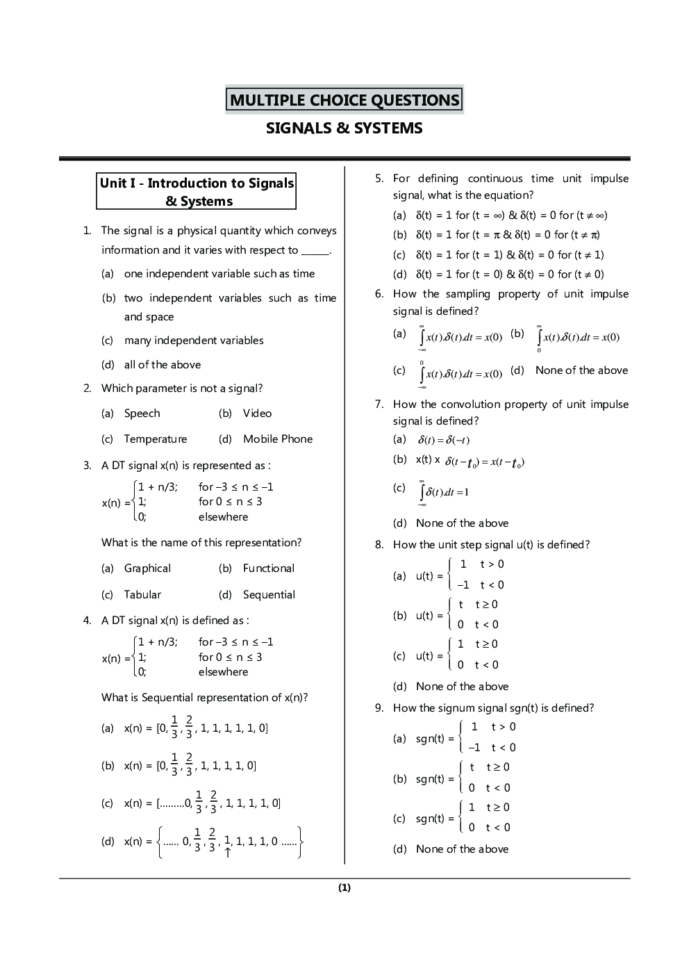 MCQ\'s - Electronics & Telecommunication Engineering (All Subjects) For Sem-4 - Page 5