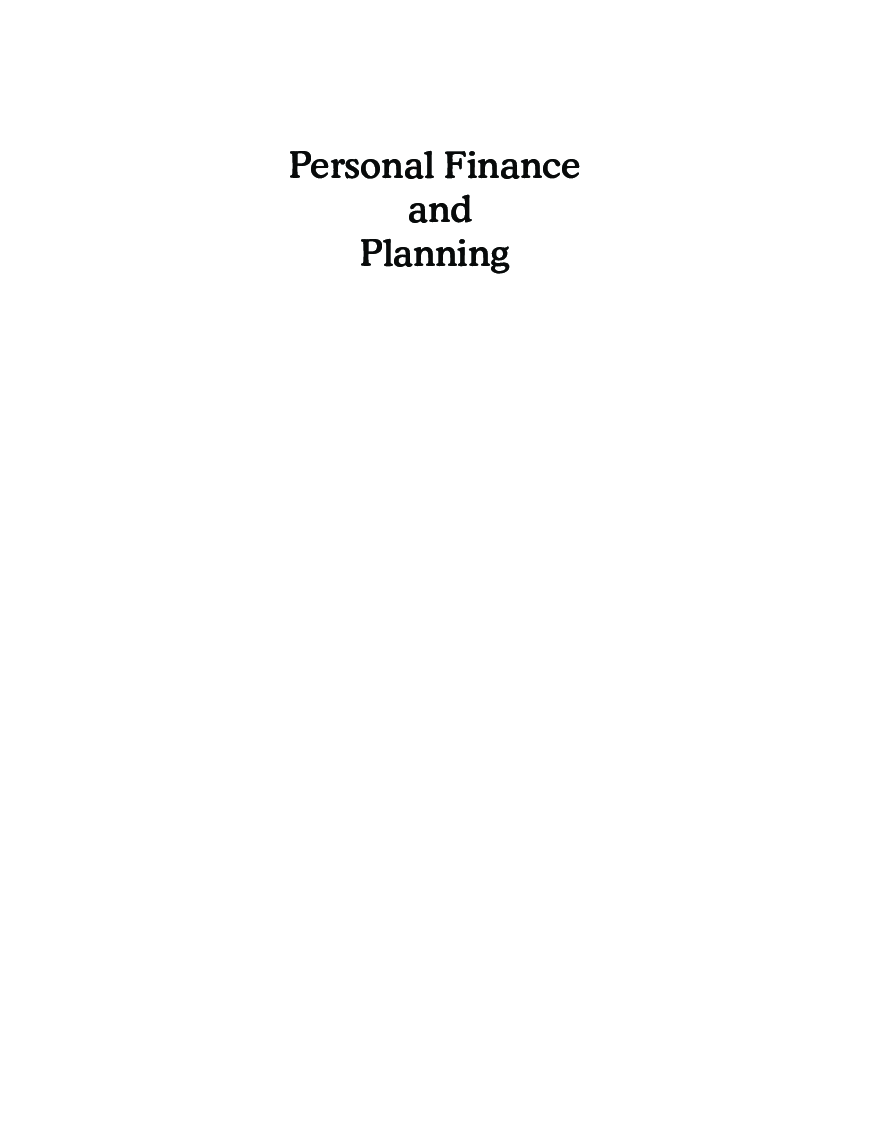 Personal Finance and Planning - Page 3