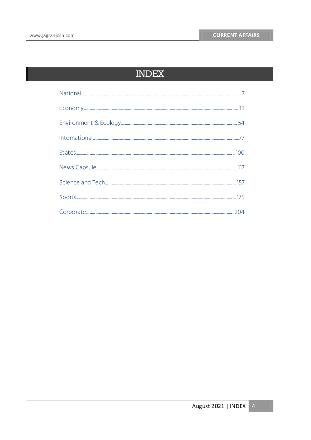 Current Affairs August 2021 E-Book - Page 4