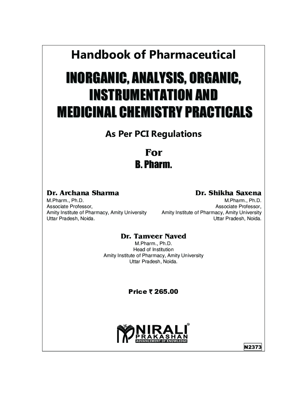 Handbook Of Pharmaceutical Inorganic, Analysis, Organic, Instrumentation And Medicinal Chemistry Practicals - Page 2