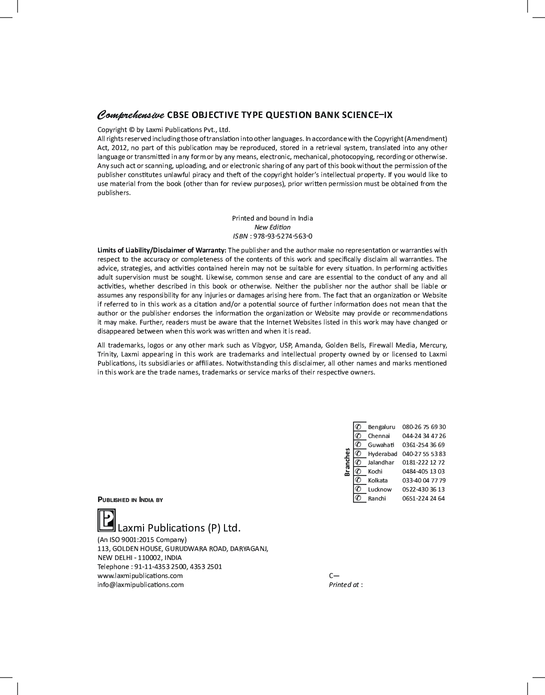 Comprehensive CBSE Objective Type Question Bank Science IX (Term-I) - Page 4
